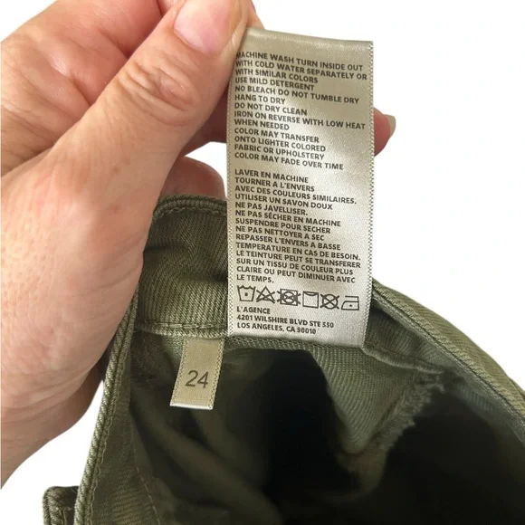 L’Agence Cody High Rise Rodeo Jeans Green High Waist Utility Barrel Leg Jeans 24 - Picture 13 of 13